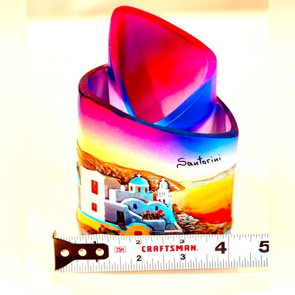 Santorini Candle-Holder Bright colored ceramiccandle holder Made in Greece ๐ฌ๐ท - Picture 2 of 7